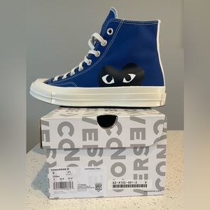 Blue Commes Des Garçon Converse High Tops